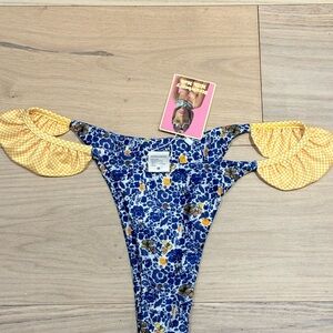 Strawberry Milk Mob Blue Floral Bottom Bathing Suit